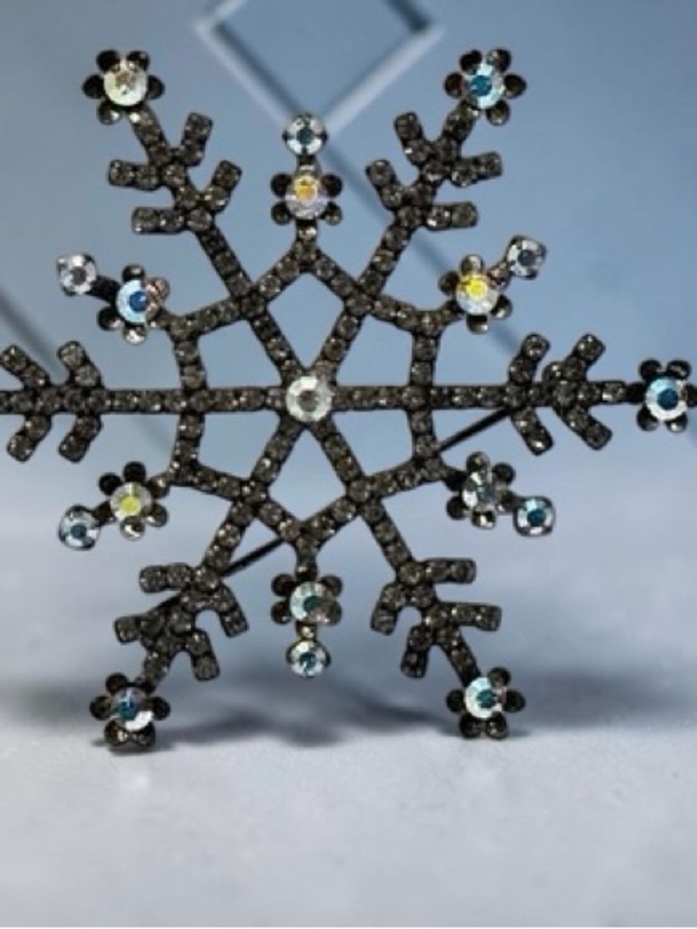 Kirks Folly Iridescent Crystal Snowflake Brooch in colorful crystals